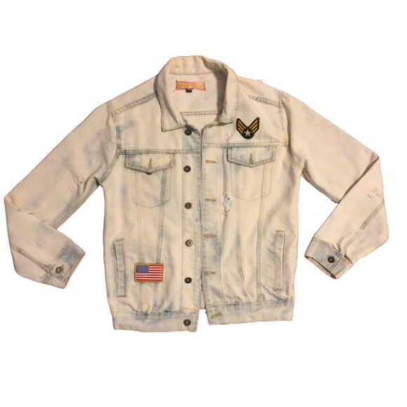 Ring of Fire Denim Oversized Distressed Jean jacket trucker - Picture 1 of 10